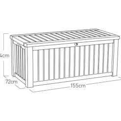 Keter Kussenbox Rockwood - Houtlook - Grijs - 570L - 155x72,4x64,4cm