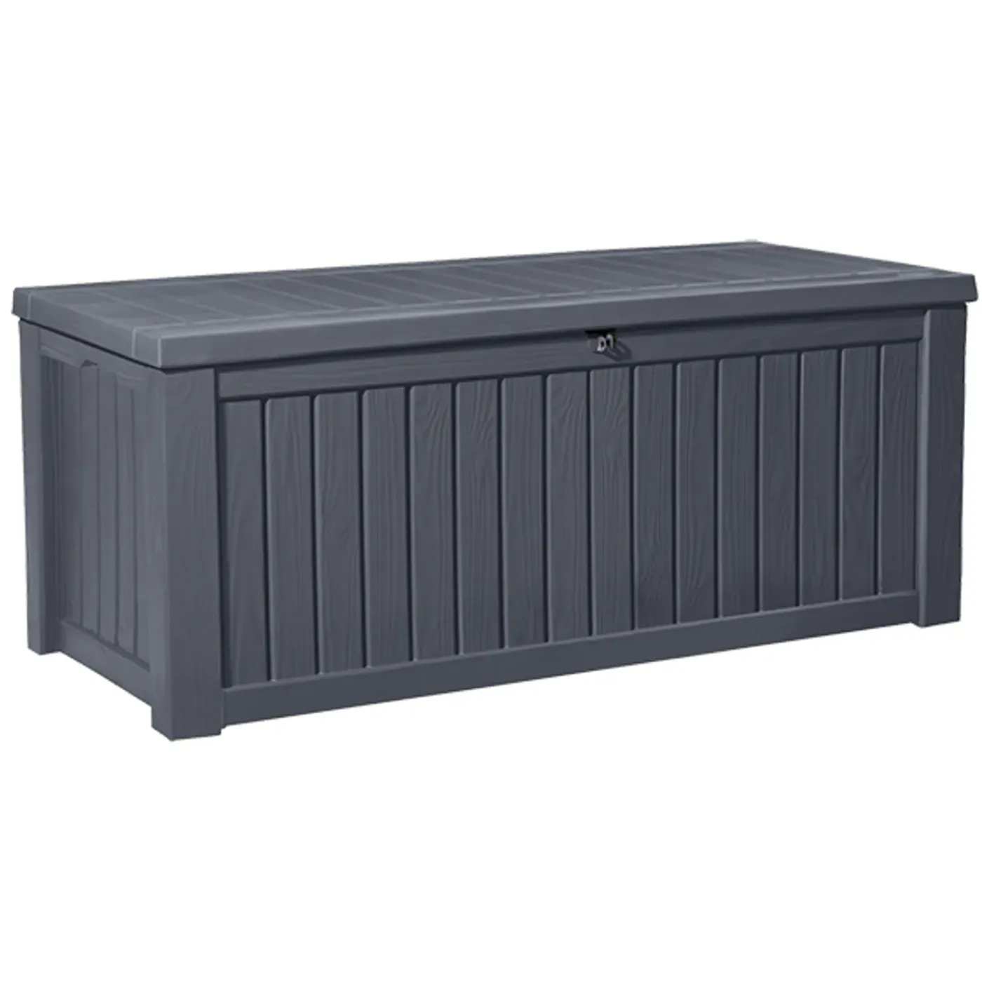 Keter Kussenbox Rockwood - Houtlook - Grijs - 570L - 155x72,4x64,4cm
