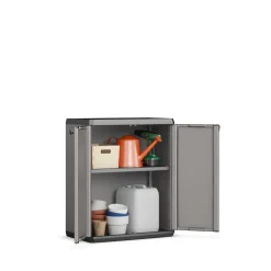 Keter lage kast Piu met 1 plank 68x39x83cm donkergrijs/zwart