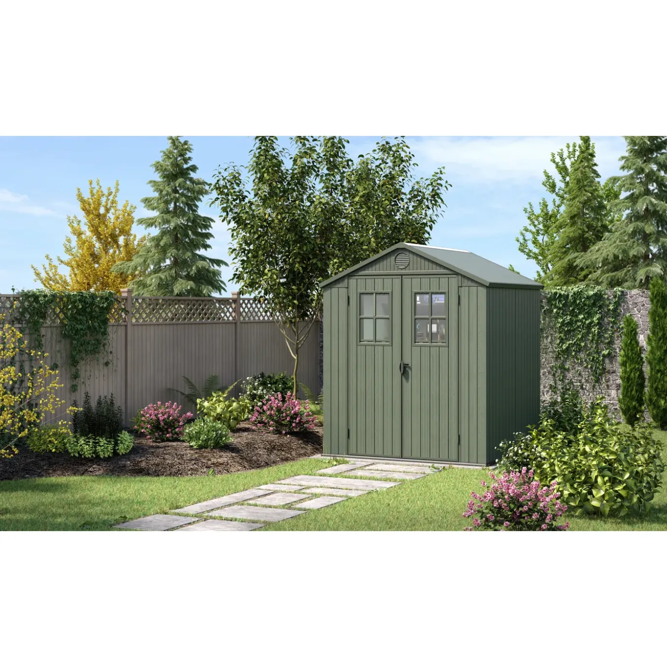 Keter - Tuinhuis Darwin 66 - Kunststof - Groen - 190x183x221cm - 3,48m²