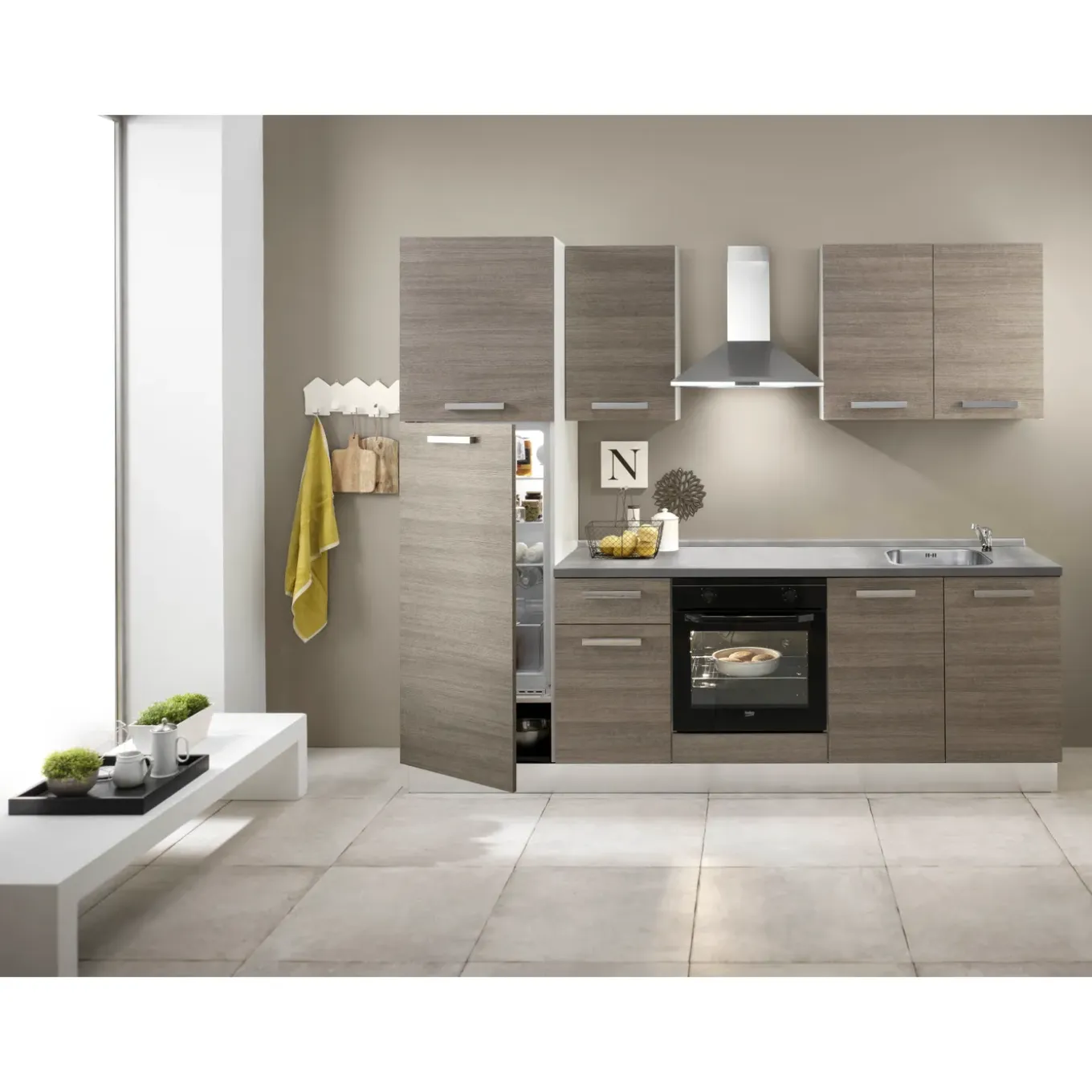 Keukenblok Guilia 250cm bruin | inclusief apparatuur