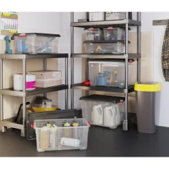 Kis Moover box XL met wielen transparant zwart 60L