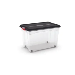 Kis Moover box XL met wielen transparant zwart 60L