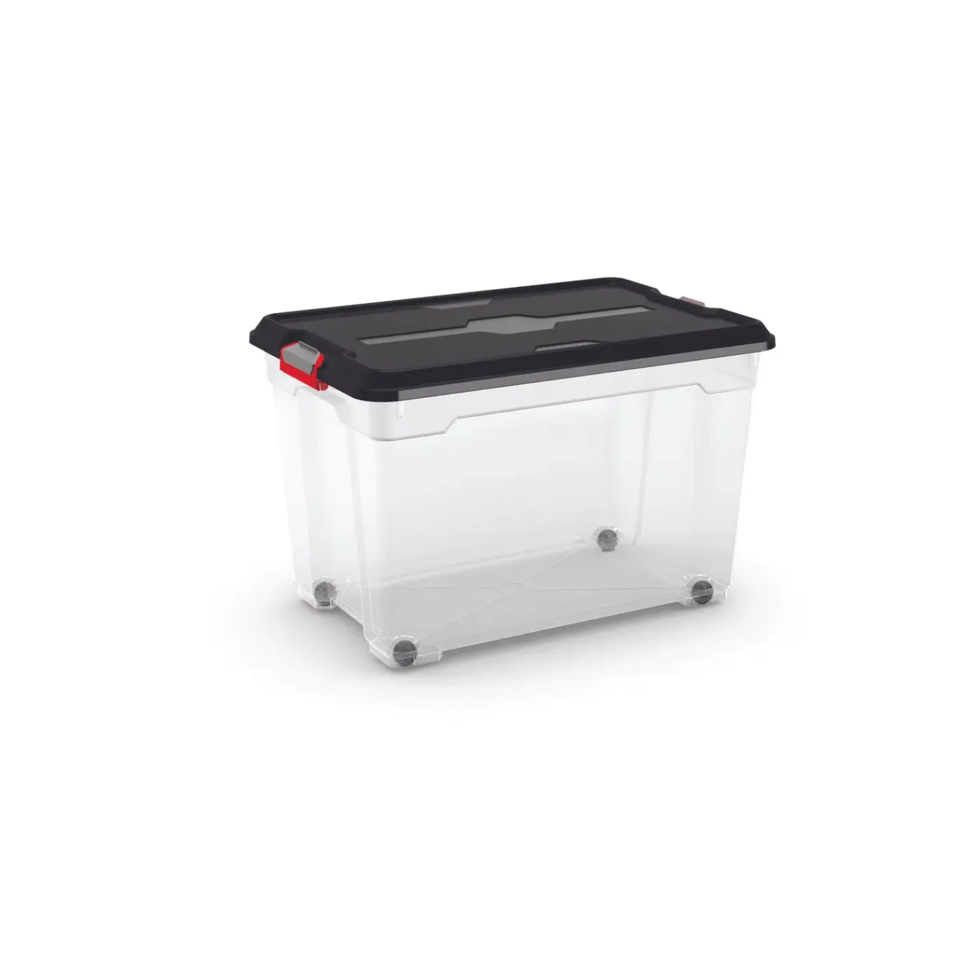 Kis Moover box XL met wielen transparant zwart 60L