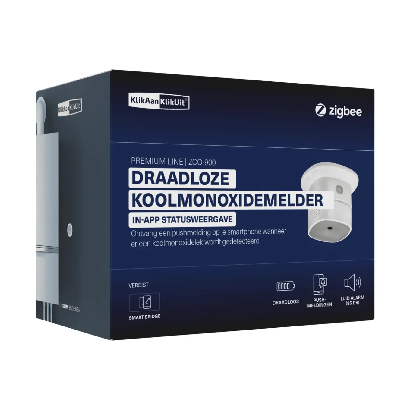 KlikAanKlikUit CO-melder Zigbee - Draadloos - 85dB - Wandmontage
