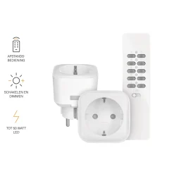 KlikAanKlikUit set afstandsbediening + 2 compacte stopcontactdimmers