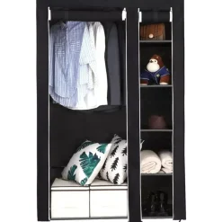 Km3z - Opvouwbare Stoffen Kledingkast - 110 X 45 X 175 Cm - Zwart
