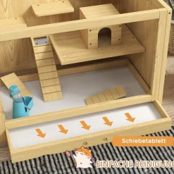 Knaagdierkooi - Sparrenhout - Inclusief Accessoires En Drinkfles - 100 X 50 X 50 Cm - Natuurlijk