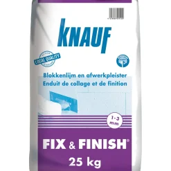 Knauf Blokkenlijm + Afwerkpleister Fix & Finish - 25kg