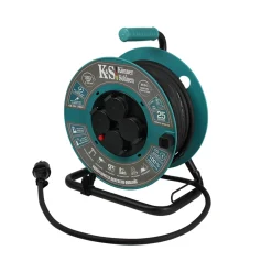 Könner & Söhnen Kabelhaspel Ks Cr-25m, 25 M 3x2,5mm², 3g2,5, 4 Stopcontacten, Ip44, H07rn-f, 3600 W