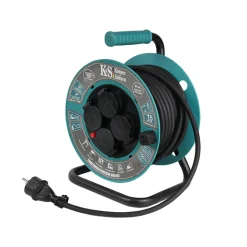 Könner & Söhnen Kabelhaspel Ks Cr-15m, 15 M 3x1,5mm², 3g1,5, 4 Stopcontacten, Ip44, H07rn-f, 3000 W