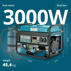 Könner & Söhnen Lpg/benzinegenerator Ks 3000g Maximaal Vermogen 3 Kw