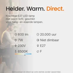 Kobi Led Lamp E27 - 7w 600lm 6500k - Koel Wit Licht - Vervangt 53w - Kaarslamp C37 - 1 Stuk