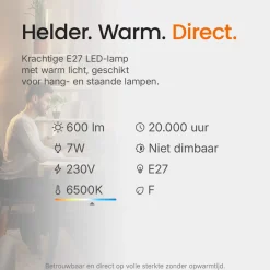 Kobi Led Lamp E27 - 7w 600lm 6500k - Koel Wit Licht - Vervangt 53w - Kaarslamp C37 - 10 Stuks