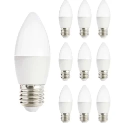 Kobi Led Lamp E27 - 7w 600lm 6500k - Koel Wit Licht - Vervangt 53w - Kaarslamp C37 - 10 Stuks