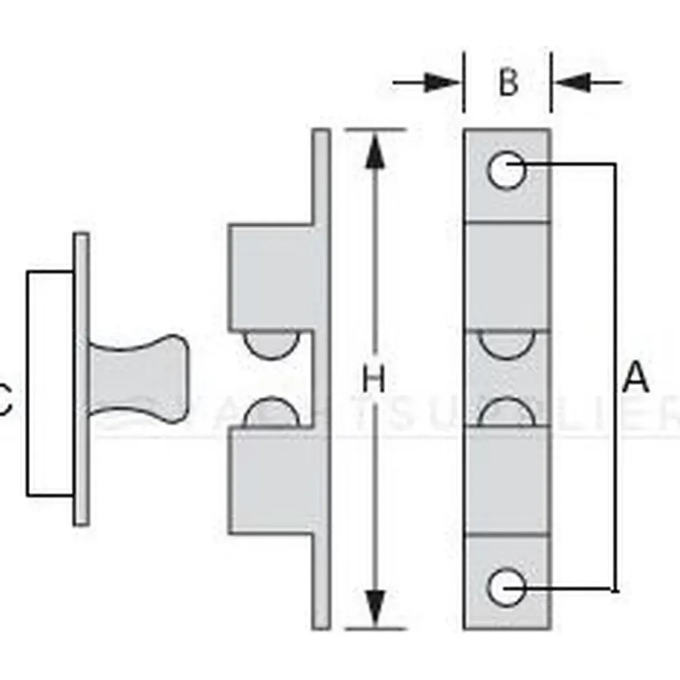Yachtsupplier Kogelsnapslot Messing 43x8 - 2 Stuks