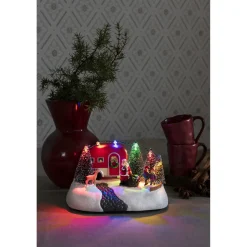 Konstsmide Kerstdorp Tafereel - Kerstman -caravan - 18,5 Cm - Led