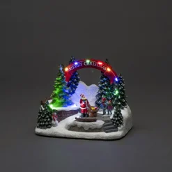 Konstsmide - Kersthuisje Parktafereel Met Kerstman - Geanimeerd - 18cm