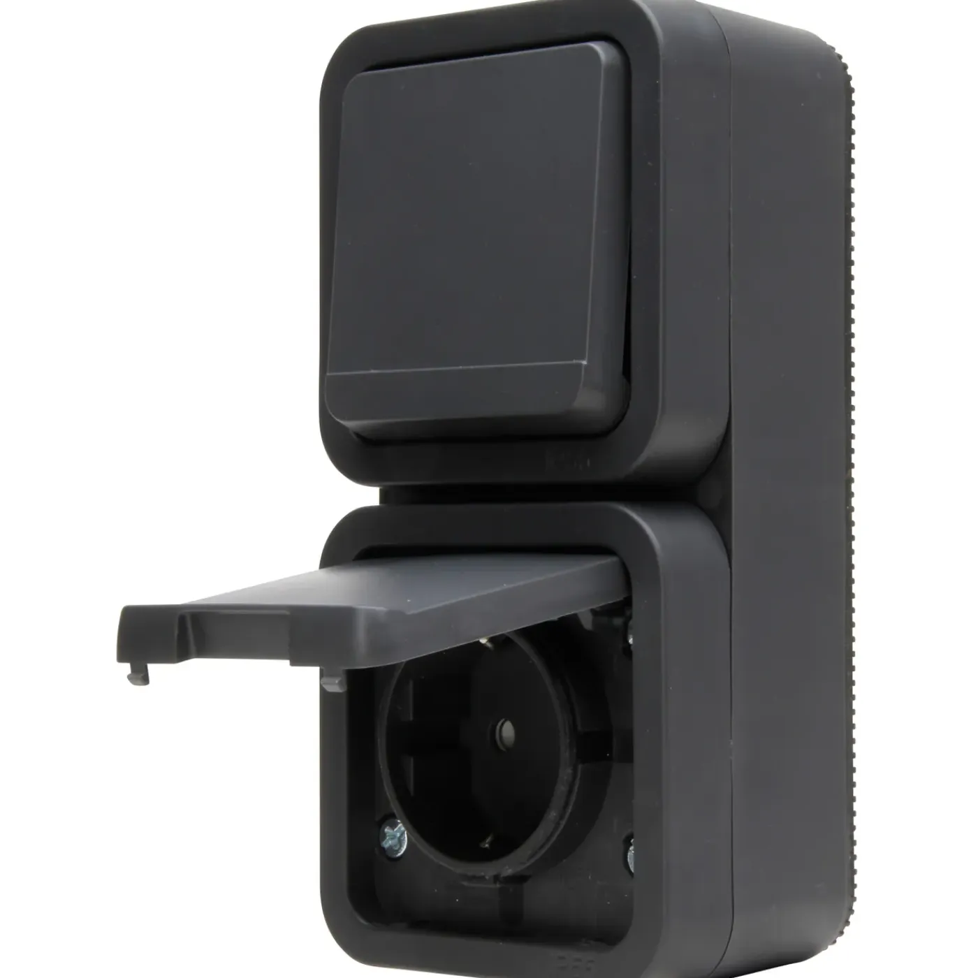 Kopp Combinatie Stopcontact Maris - 1-voudig Geaard Opbouw Spatwaterdicht - Antraciet