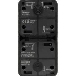 Kopp Combinatie Stopcontact Maris - 1-voudig Geaard Opbouw Spatwaterdicht - Antraciet