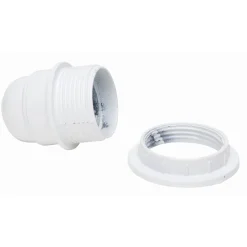 Kopp lamphouder E27 met kraag en ring wit