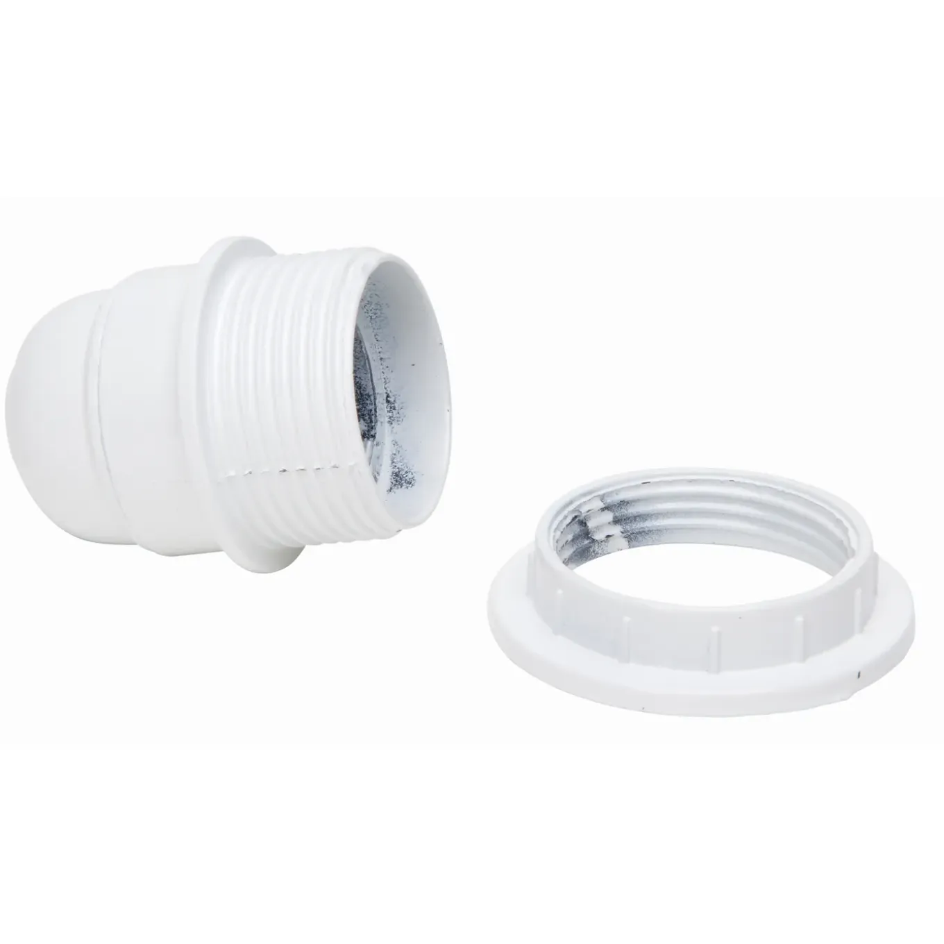 Kopp lamphouder E27 met kraag en ring wit
