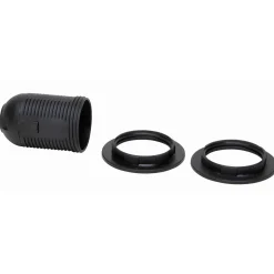 Kopp lamphouder E27 + 2 ringen zwart