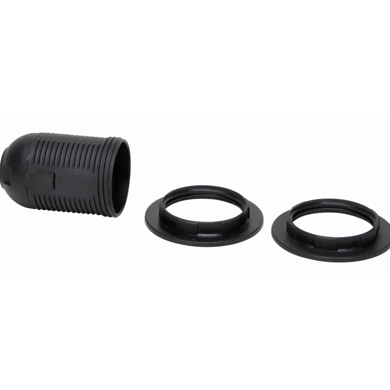 Kopp lamphouder E27 + 2 ringen zwart