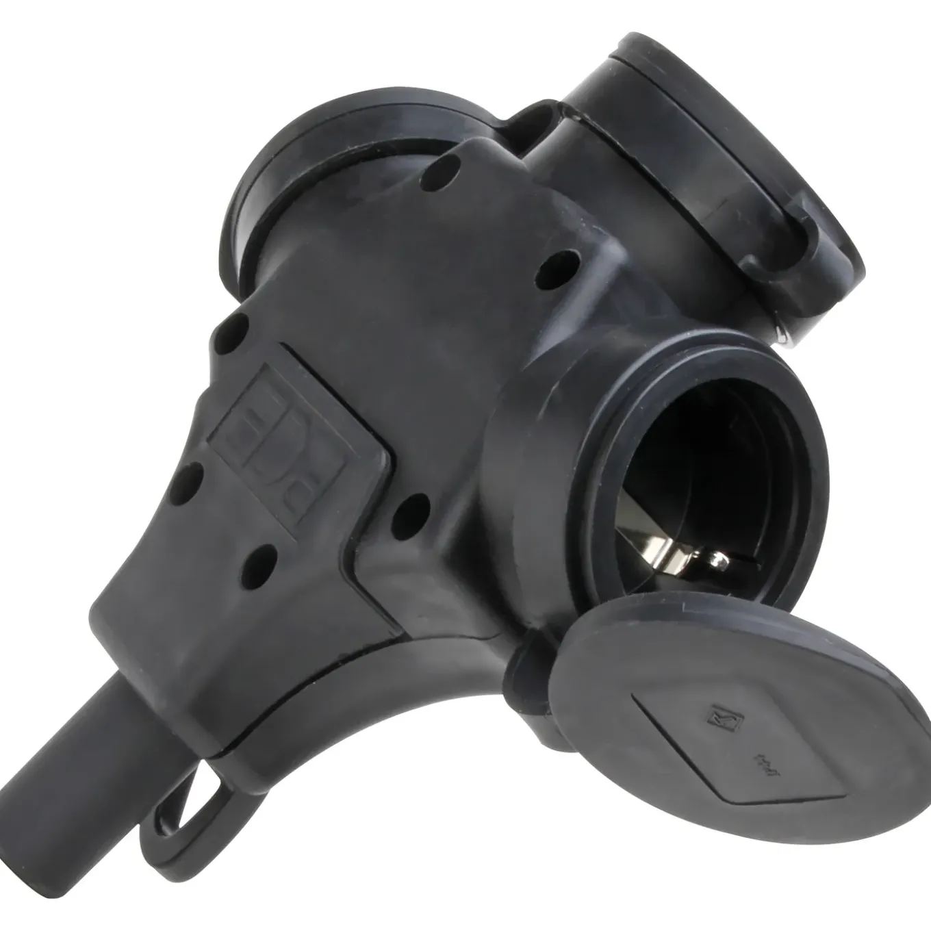 Kopp spatwaterdicht stopcontact horizontaal geaard lateraal 3-polig zwart IP44