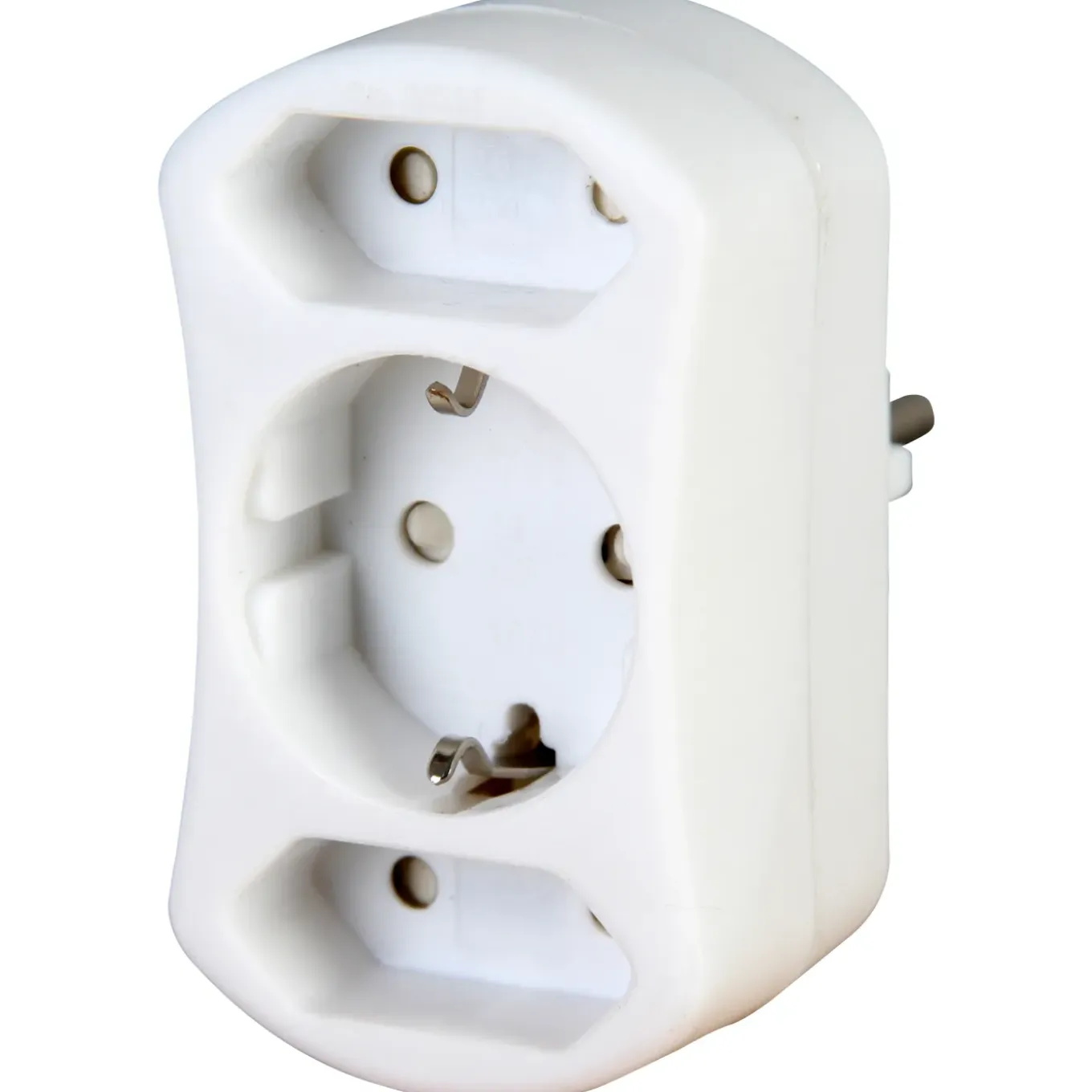 Kopp stekker adapter geaard/euro 3-voudig wit