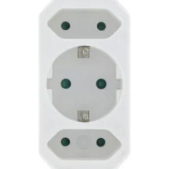 Kopp stekker adapter geaard/euro 3-voudig wit