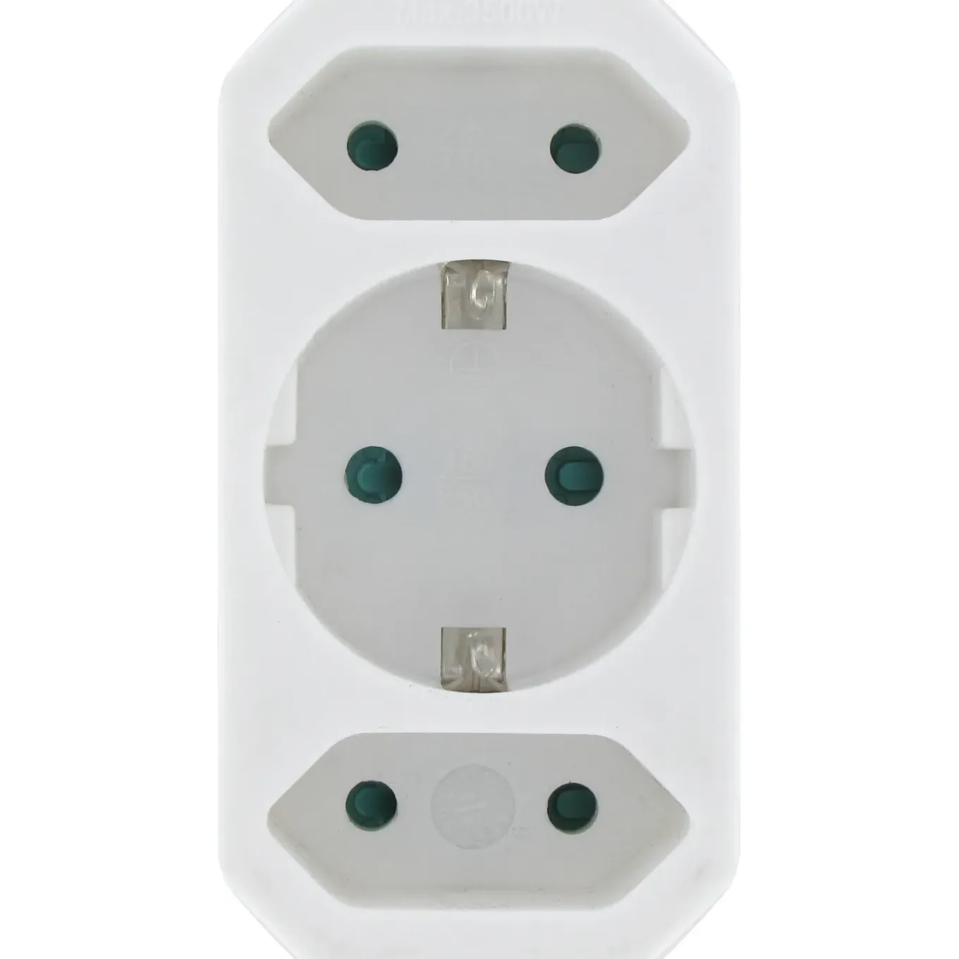 Kopp stekker adapter geaard/euro 3-voudig wit
