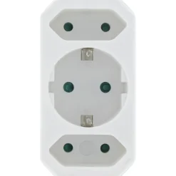 Kopp stekker adapter geaard/euro 3-voudig wit