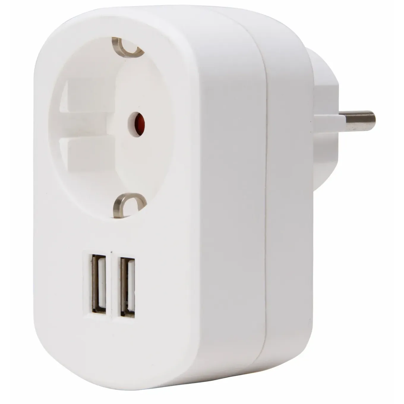 Kopp stekker adapter geaard+USB wit