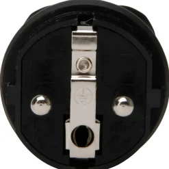 Kopp stekker geaard, slagvast, IP44, rubber, zwart