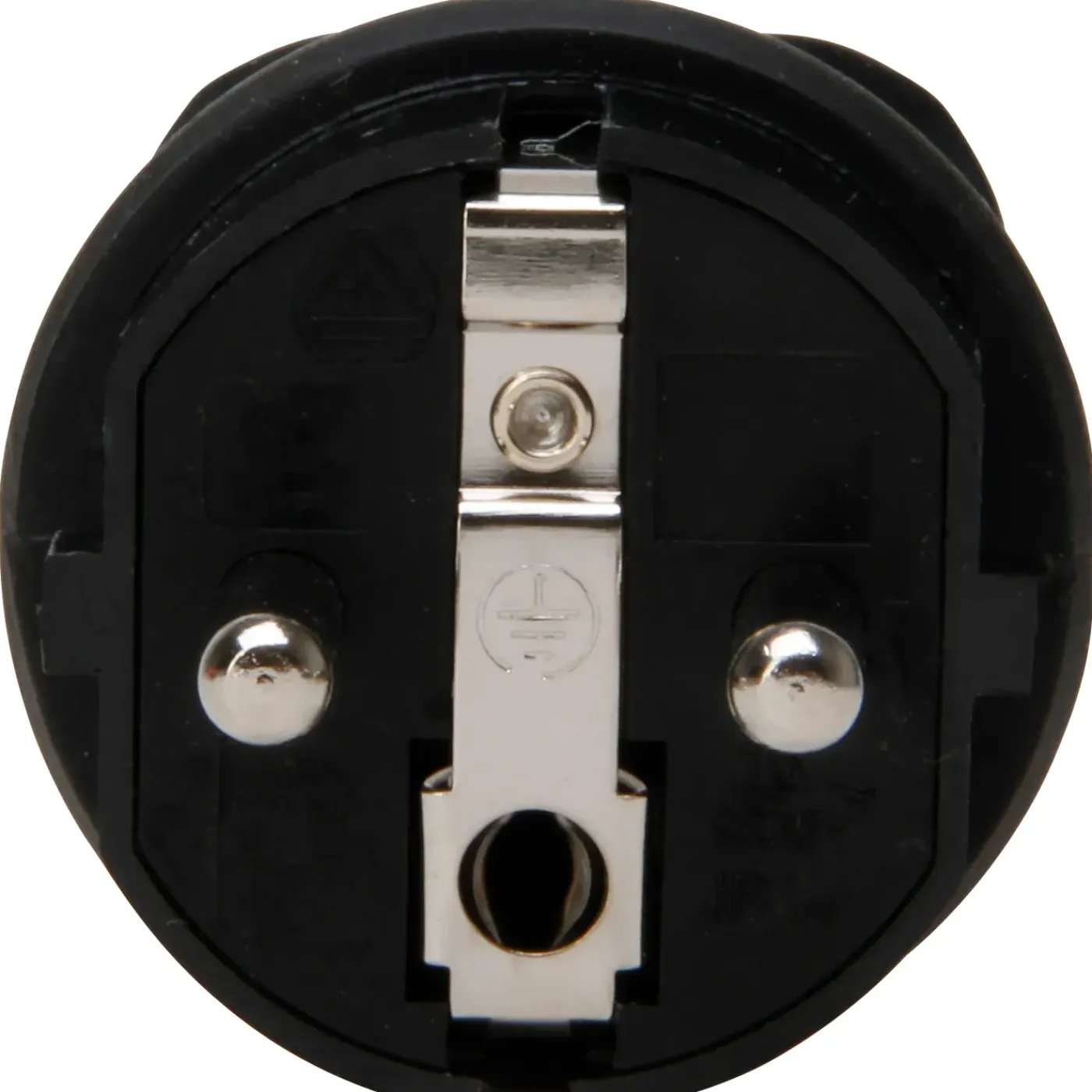 Kopp stekker geaard, slagvast, IP44, rubber, zwart