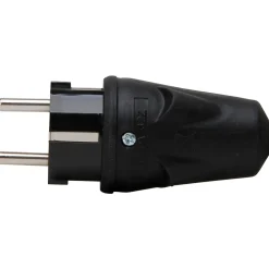 Kopp stekker geaard, slagvast, IP44, rubber, zwart