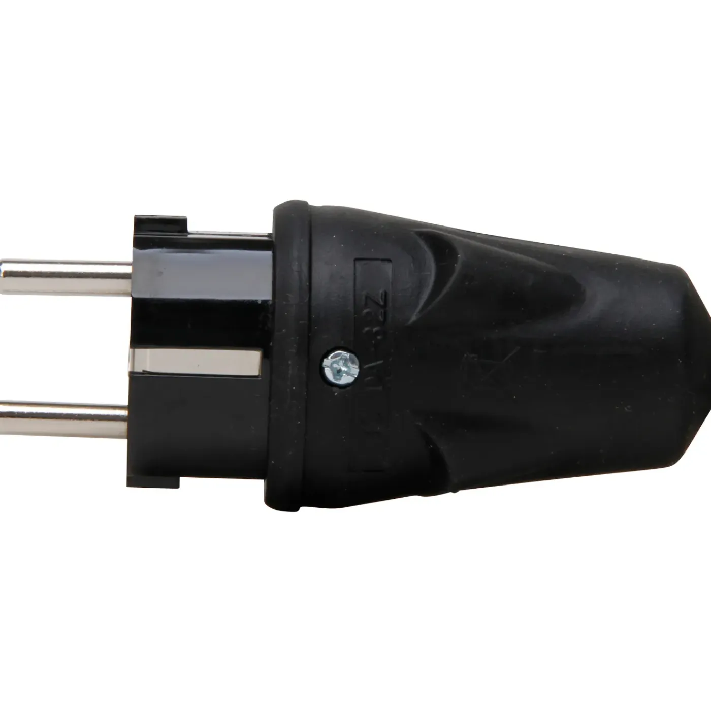 Kopp stekker geaard, slagvast, IP44, rubber, zwart