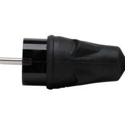 Kopp stekker geaard, slagvast, IP44, rubber, zwart