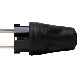 Kopp stekker geaard, slagvast, IP44, rubber, zwart