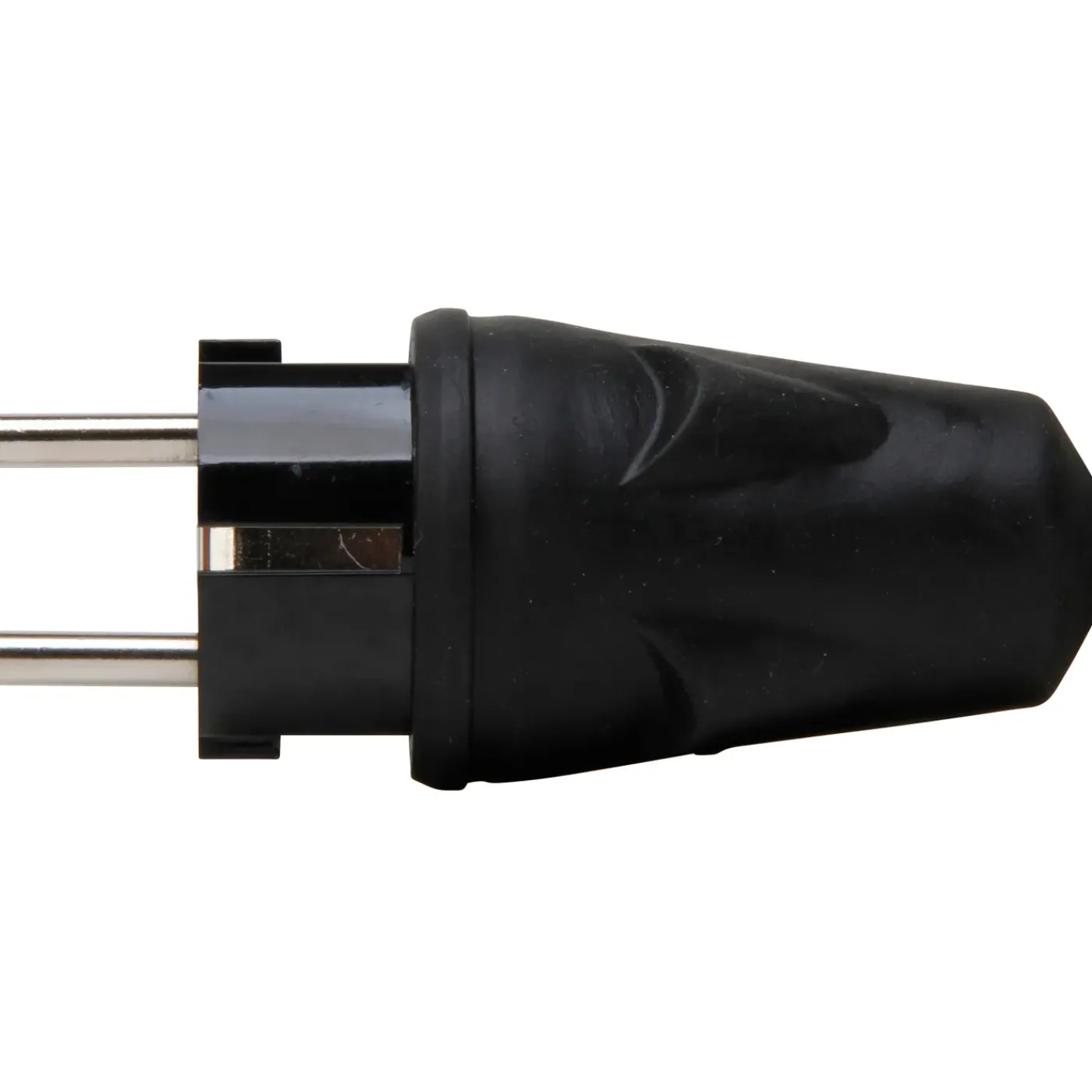 Kopp stekker geaard, slagvast, IP44, rubber, zwart