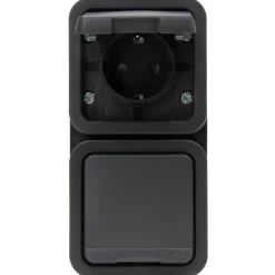 Kopp Stopcontact Maris - 2-voudig Geaard Opbouw Spatwaterdicht - Antraciet