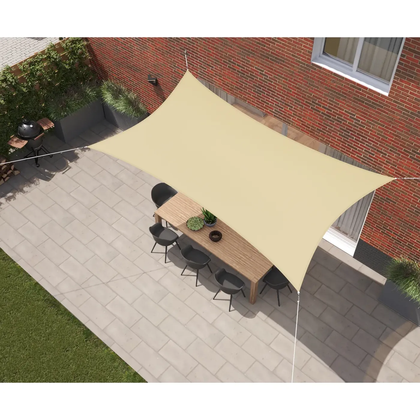 Kopu Schaduwdoek Rechthoek 2x4 M Waterdicht - Zonnedoek - Creme