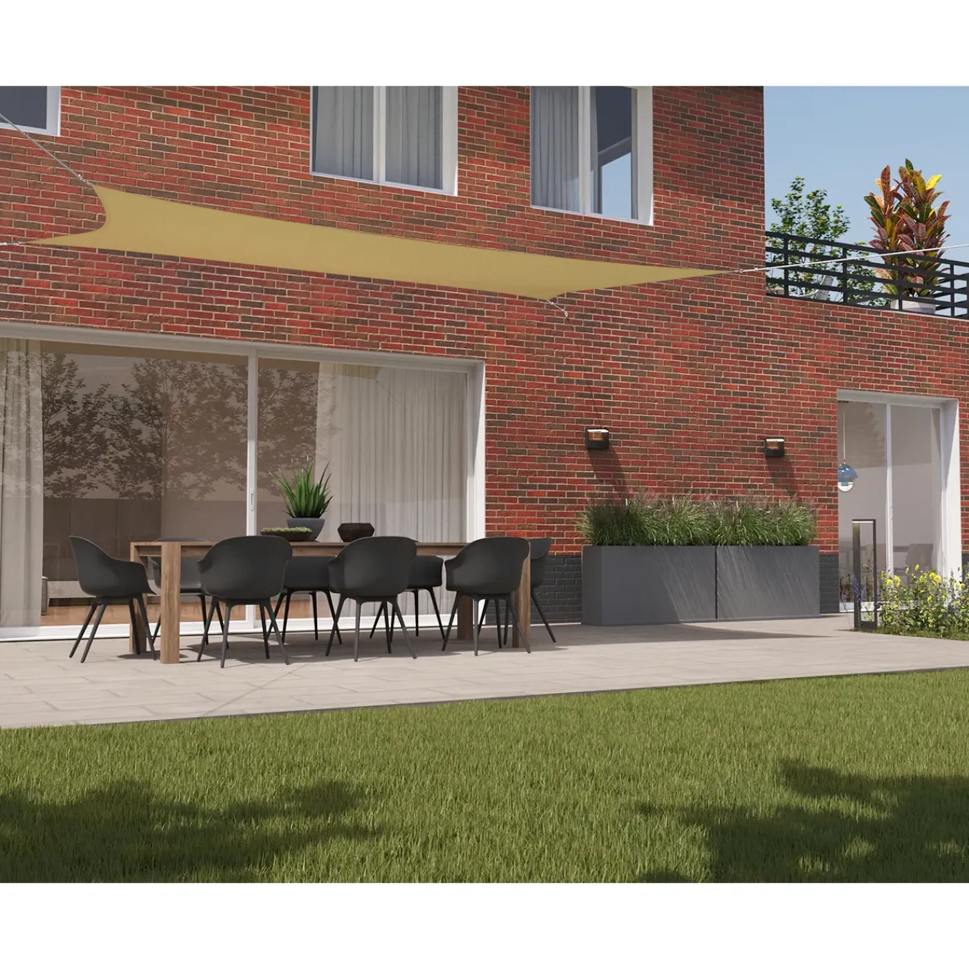 Kopu Schaduwdoek Rechthoek 2x4 M Waterdicht - Zonnedoek - Creme