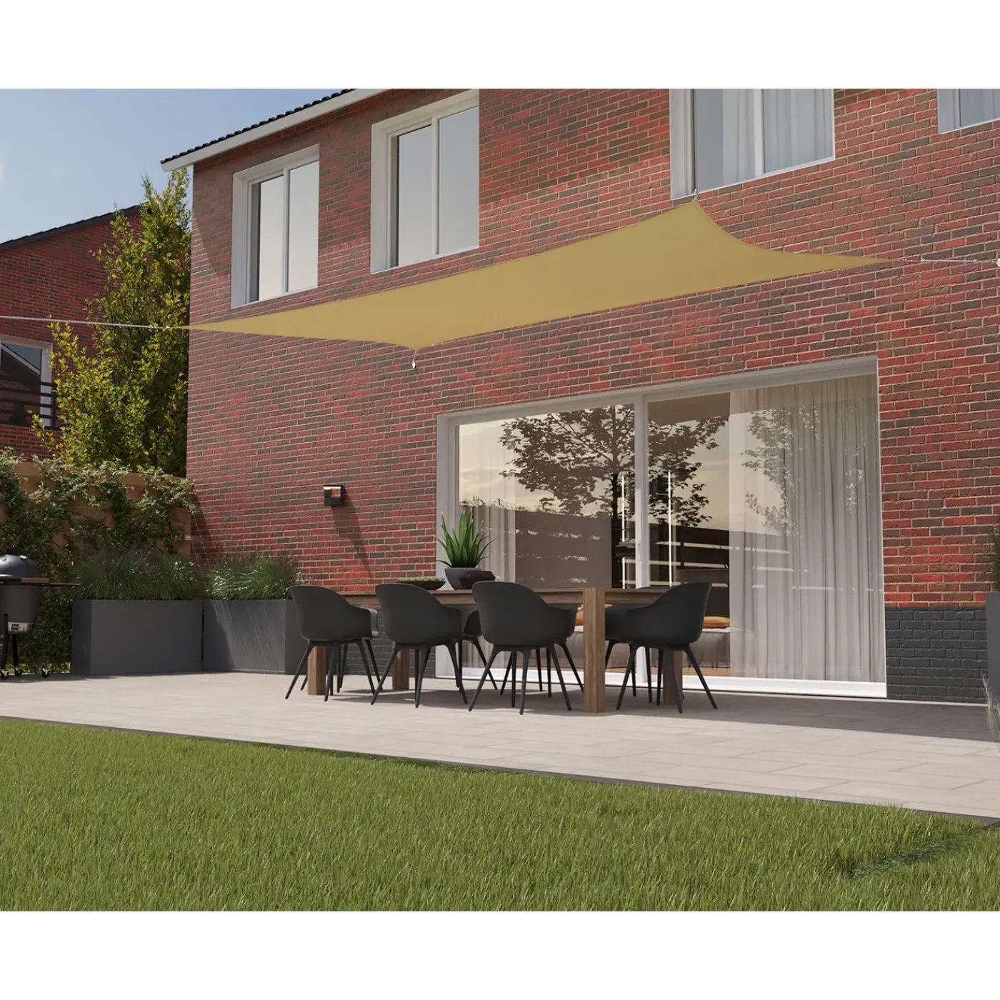 Kopu Schaduwdoek Rechthoek 2x4 M Waterdicht - Zonnedoek - Creme