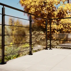 Kordo - Balustradepaal Voor Vlakke Montage - Prestio - Zwart Aluminium