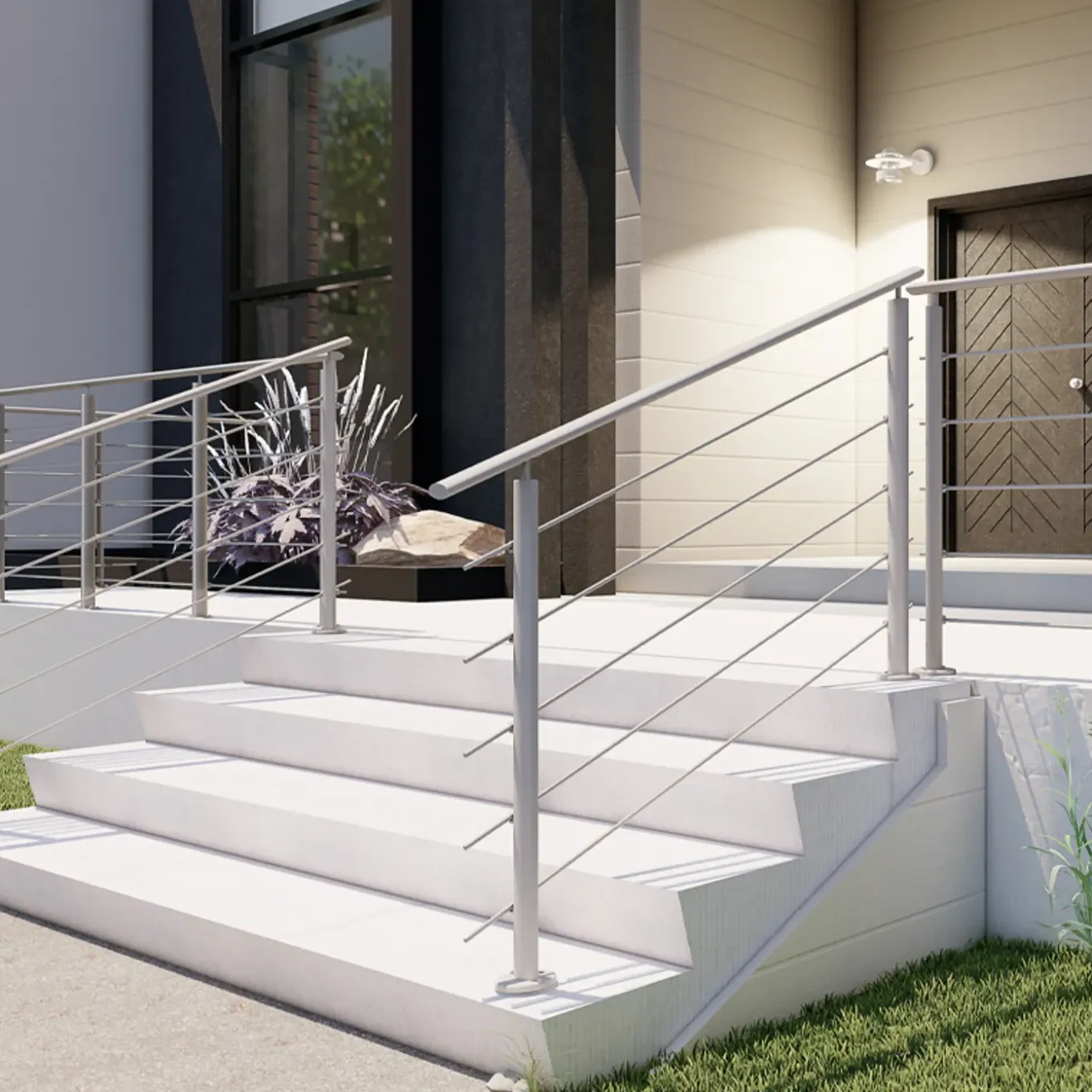 Kordo - Balustradeset Voor Vlakke Montage - Prestio - Grijs Aluminium - 2 M