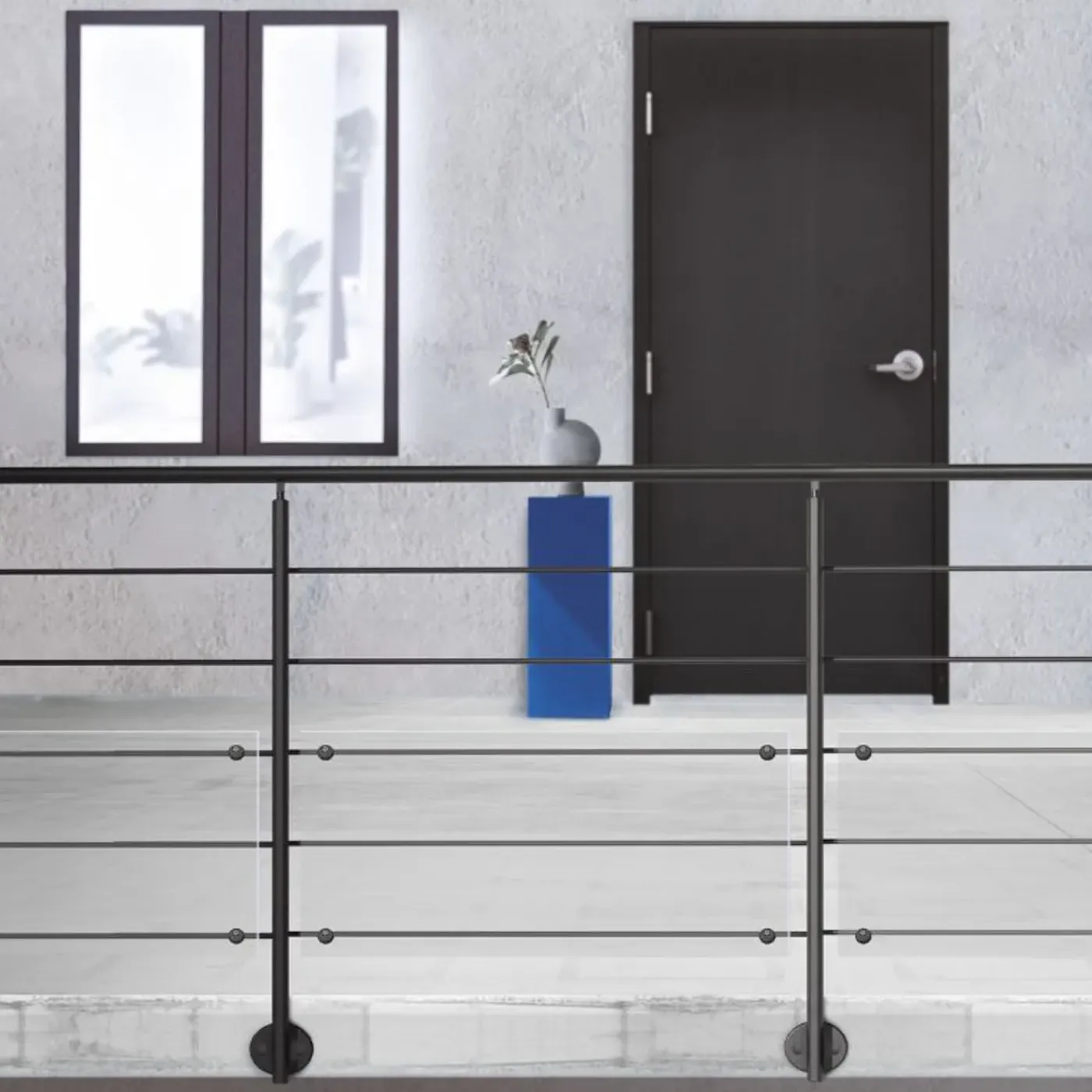 Kordo - Balustradeset Voor Zijmontage - Prestio - Zwart Aluminium - 2 M