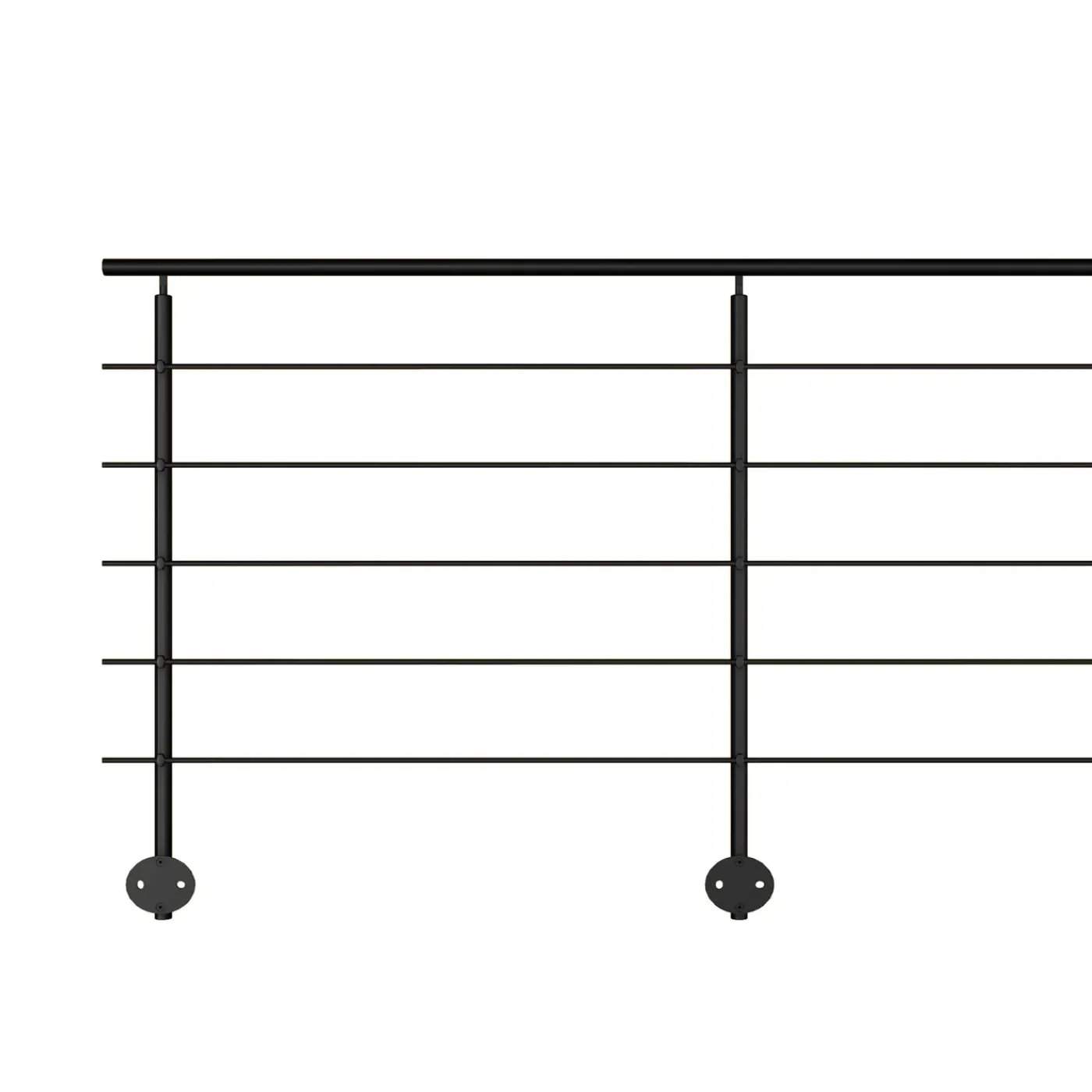 Kordo - Balustradeset Voor Zijmontage - Prestio - Zwart Aluminium - 2 M