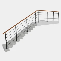 Kordo - Balustrade Vlakke Montage - Opalu - Zwart Met Kebony Handgreep - 2 M